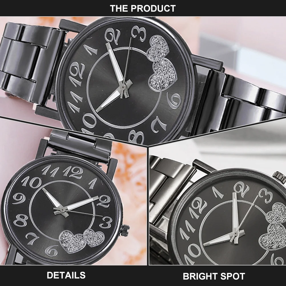 ساعة نسائية أنيقة على شكل قلب بحزام من الفولاذ المقاوم للصدأ وساعة كوارتز عصرية لحفلات المكتب والارتداء اليومي وساعة للسيدات #2