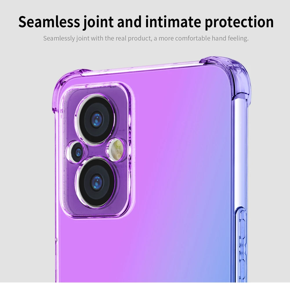 Dla OPPO Reno 7Z A1 Pro wstrząsoodporny etui z efektem gradientu przezroczysty miękkie etui z TPU na telefon zderzak hybrydowy szczupły etui na OPPO Reno7 SE Reno7 Pro