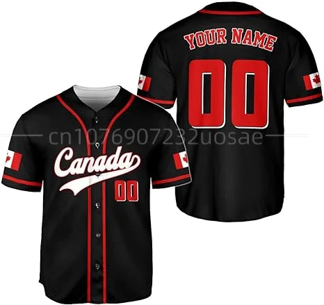 Canada Baseball jersey 3D Print Mesh Custom Name Baseball Shirt Men's Street Oversize Apparel Short Sleeve Sportswear