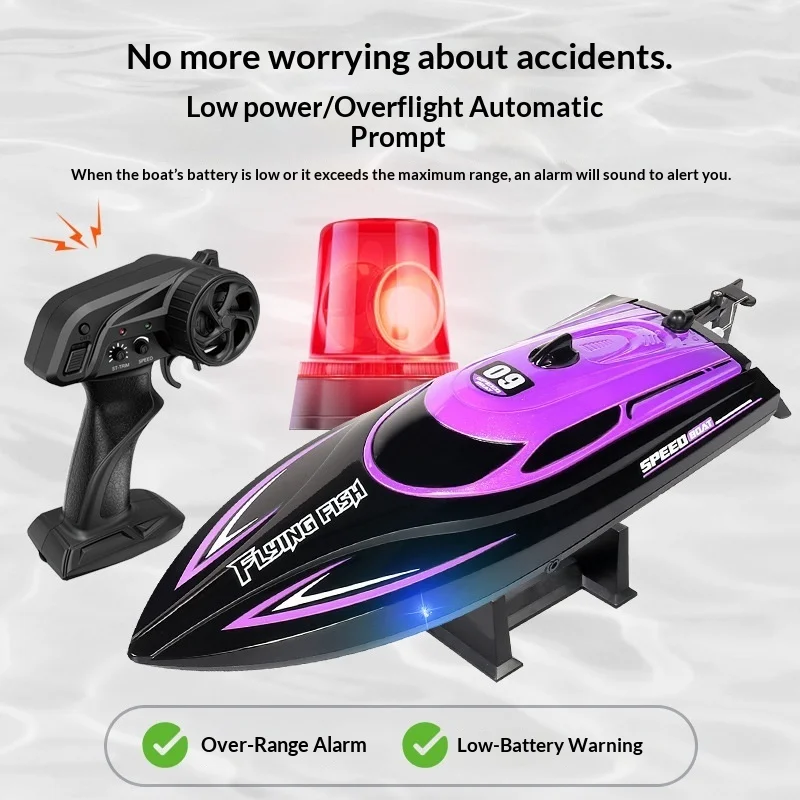 HJ812 2.4GHz RC Competitive High Speed Speedboat with LED Navigation Lights Waterproof Remote Control Water Toy for Pools & Lake