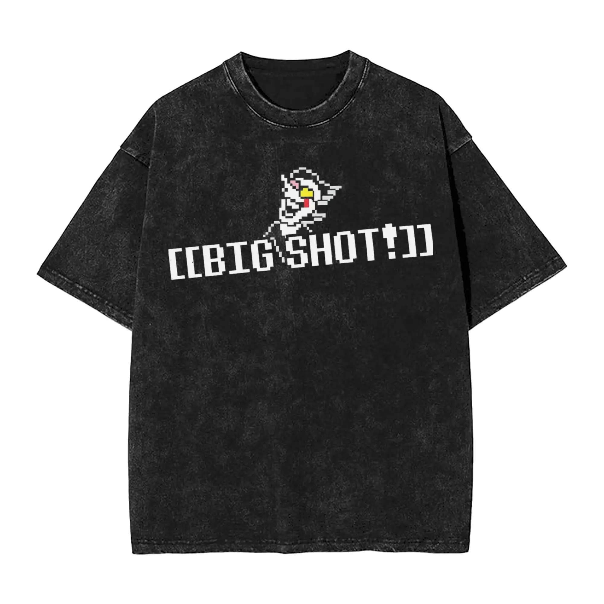 BIG SHOT!! Deltarune T Shirt Washed Short Sleeve Oversize T-Shirts  Vintage Men Women Tops Streetwear Graphic Printed Tops Tees