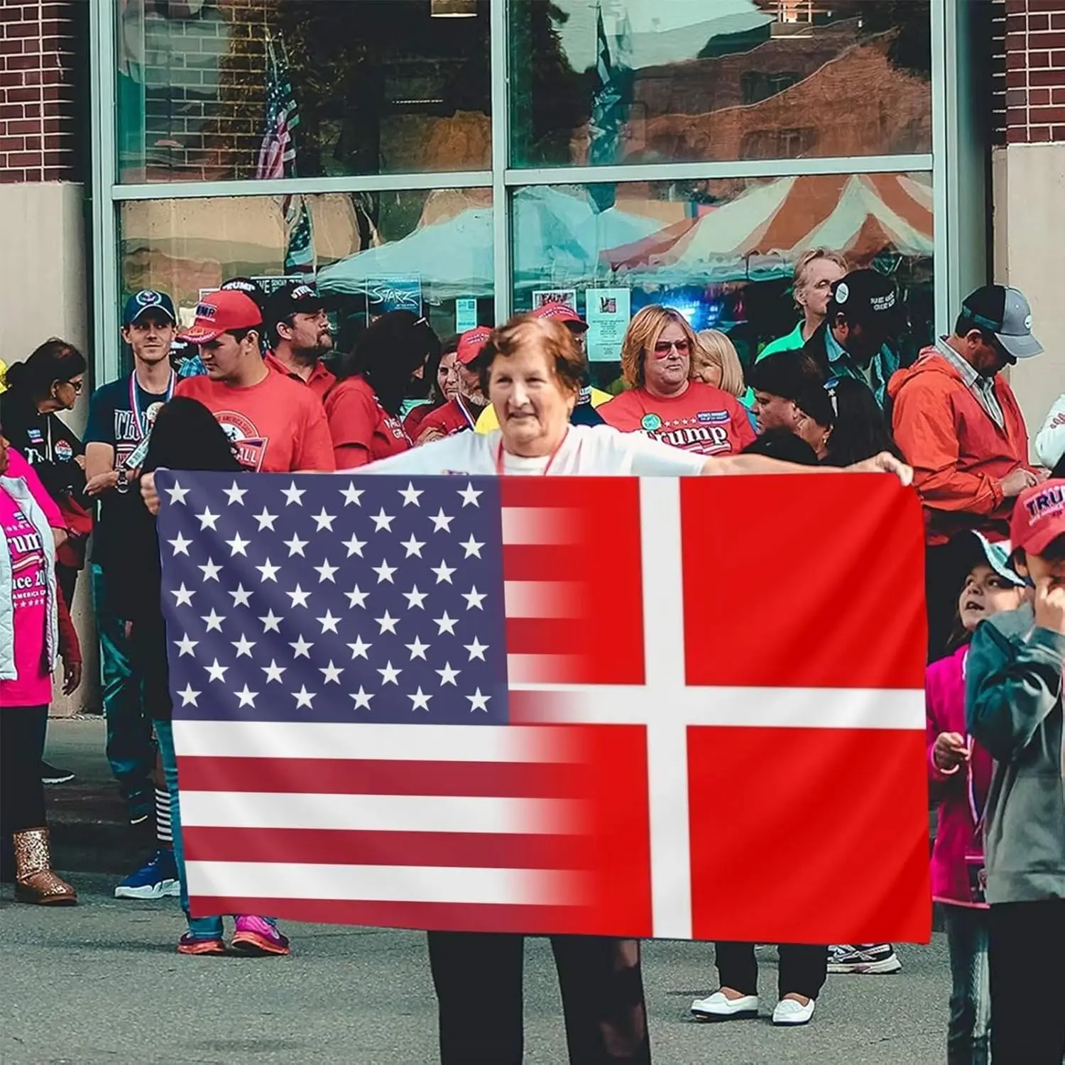 Flagicts  100% Polyester USA Danish Friendship Flag
