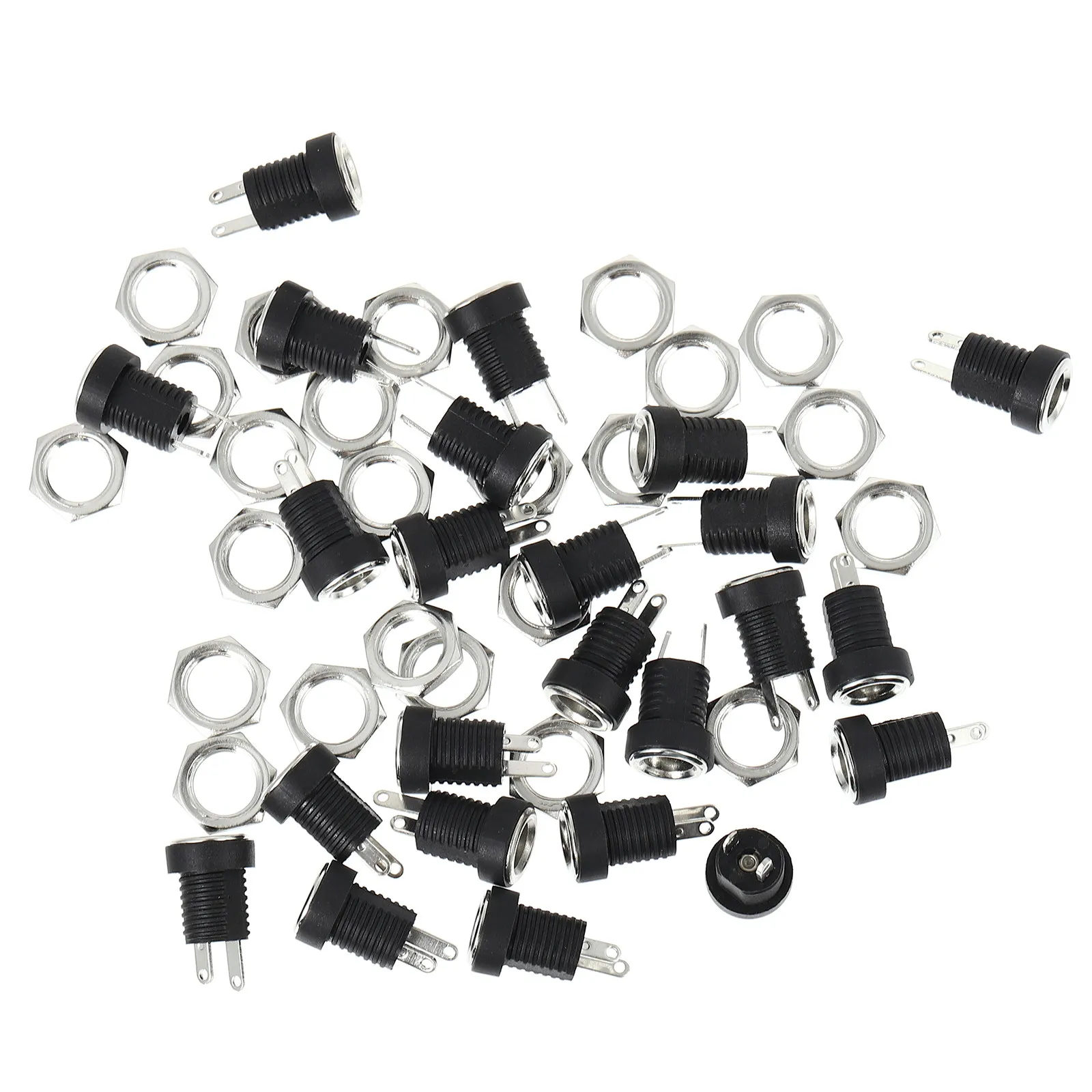 24Pcs Dc Power Socket 2.1x5.5mm Panel Mount Jack Flame Retardant Insulated Heavy Duty for Laptop TV Power Adapter Electronics