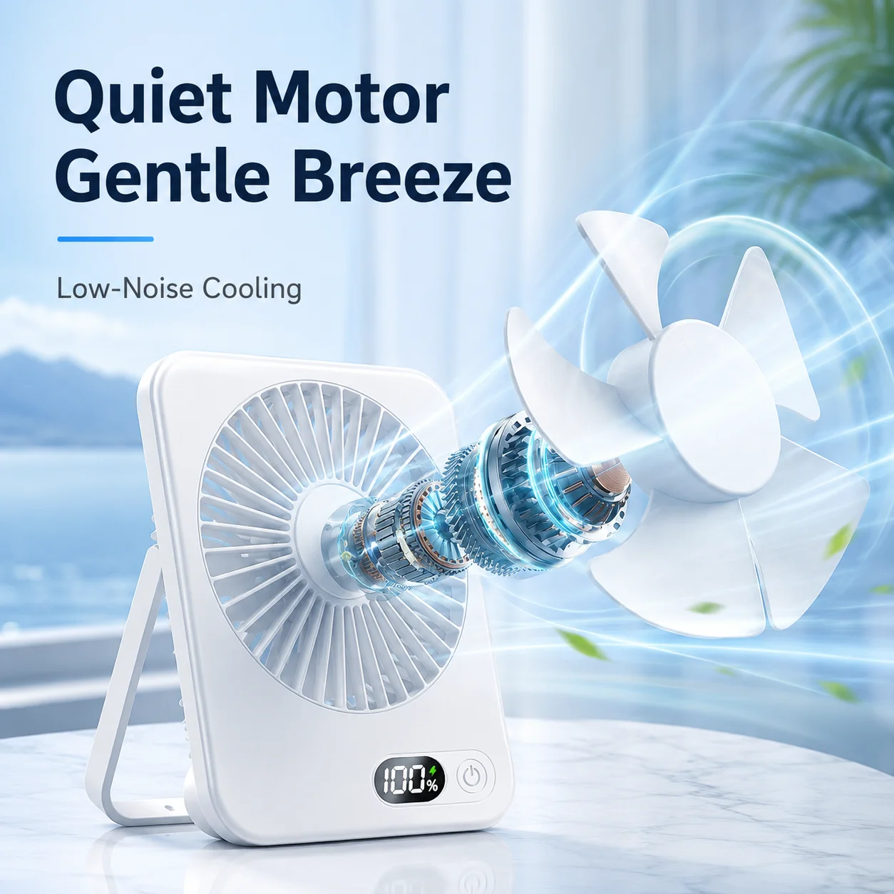 

2026 New Foldable Desk Fan, USB Rechargeable, 5 Speeds, Wall Hanging, Ultra Quiet