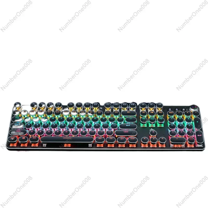 Student Work Punk Retro Knob Wired Mechanical Keyboard Macro Definition Plug and Unplug Shaft Green Axis E-sports Game Office