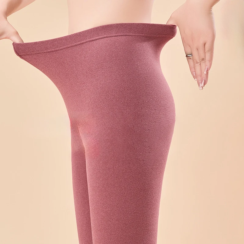 

Women's Thin Seamless Leggings Solid Color Mid-Waisted Warm Leggings for Woman New High Stretch Slimming Autumn Winter Leggings