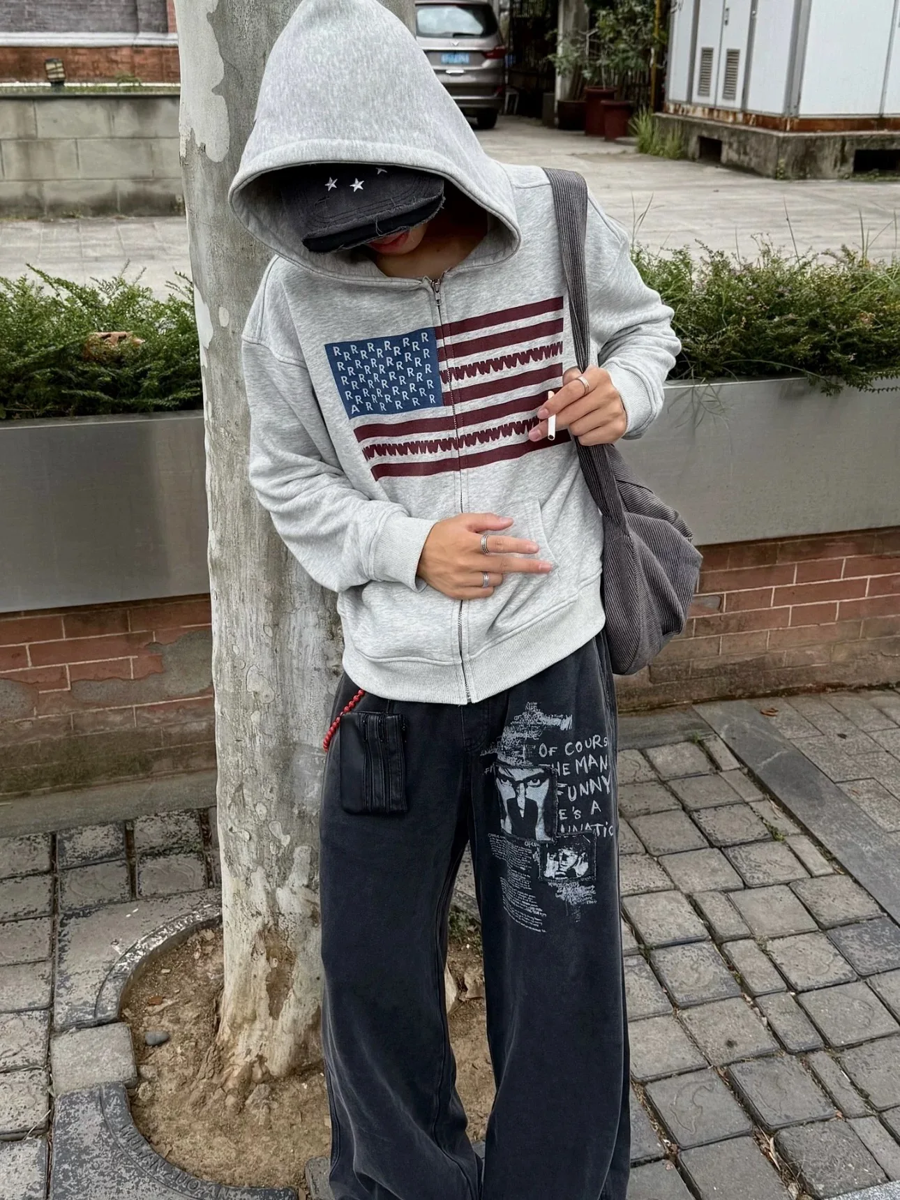 

Кардиган на молнии с капюшоном и принтом американского ретро-флага, толстовка, мужская осенне-зимняя уличная одежда в стиле хип-хоп, повседневная свободная верхняя одежда