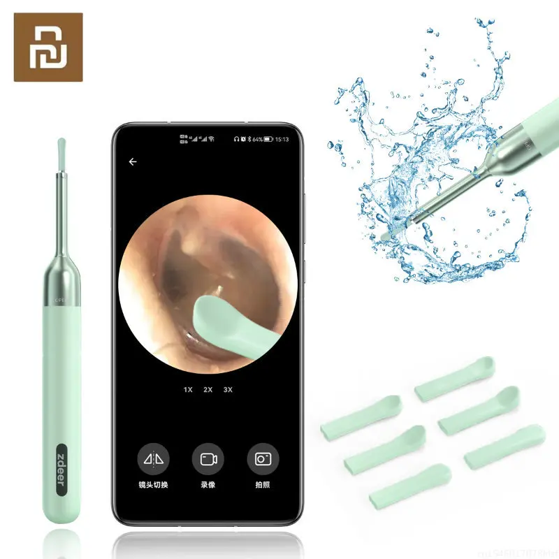 

ZDEER Ear Wax Removal Tools with 1080P HD,Ear Cleaner with 6 LED Light,Ear Camera IP67 Waterproof 5 Pcs Ear Pick for IOS,Android