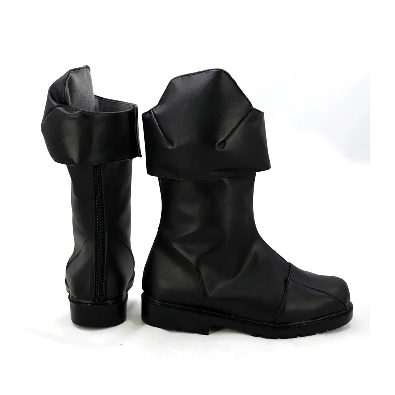 ZOBOTT Cat Noir Scarpe cosplay nere Stivali in pelle per oggetti di scena maschili per feste di Natale e Halloween