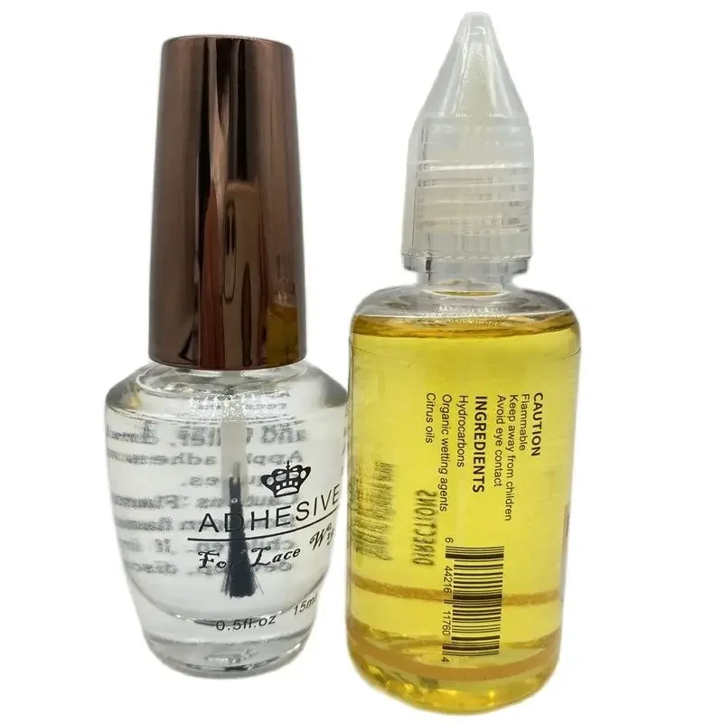 1 bottle 0.5 Oz 15 ml lace adhesive wig glue with 1 bottle 1 Oz 30 ml remover for lace wig glue