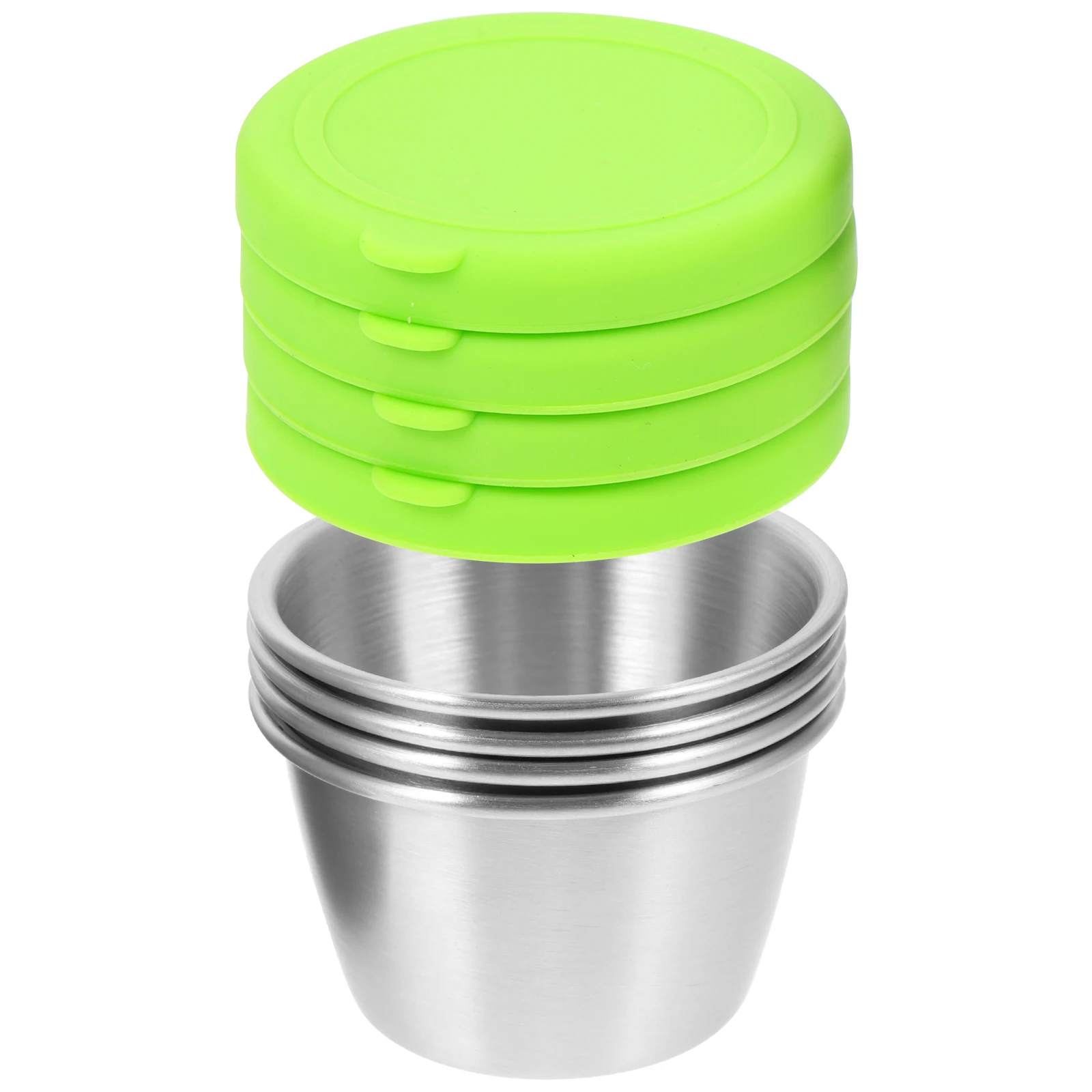

4 set Stainless Steel Dipping Cups Condiment Sauce Containers Leakproof Spice Salad Dressing Storage Accessories