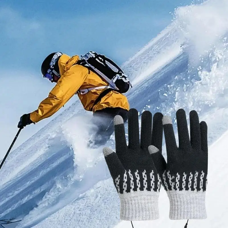 Podgrzewane rękawiczki dla kobiet USB Elektryczne podgrzewane rękawiczki wędkarskie 3-poziomowe regulowane rękawiczki na zimną pogodę Odpinany podgrzewany snowboard