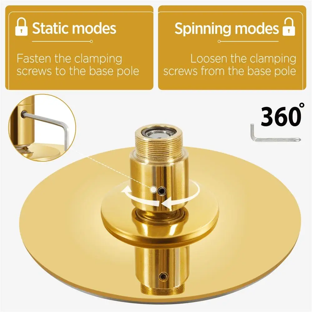 Perche de danse réglable avec leges tournantes, doré, recommandé, 7.7 '-9' H