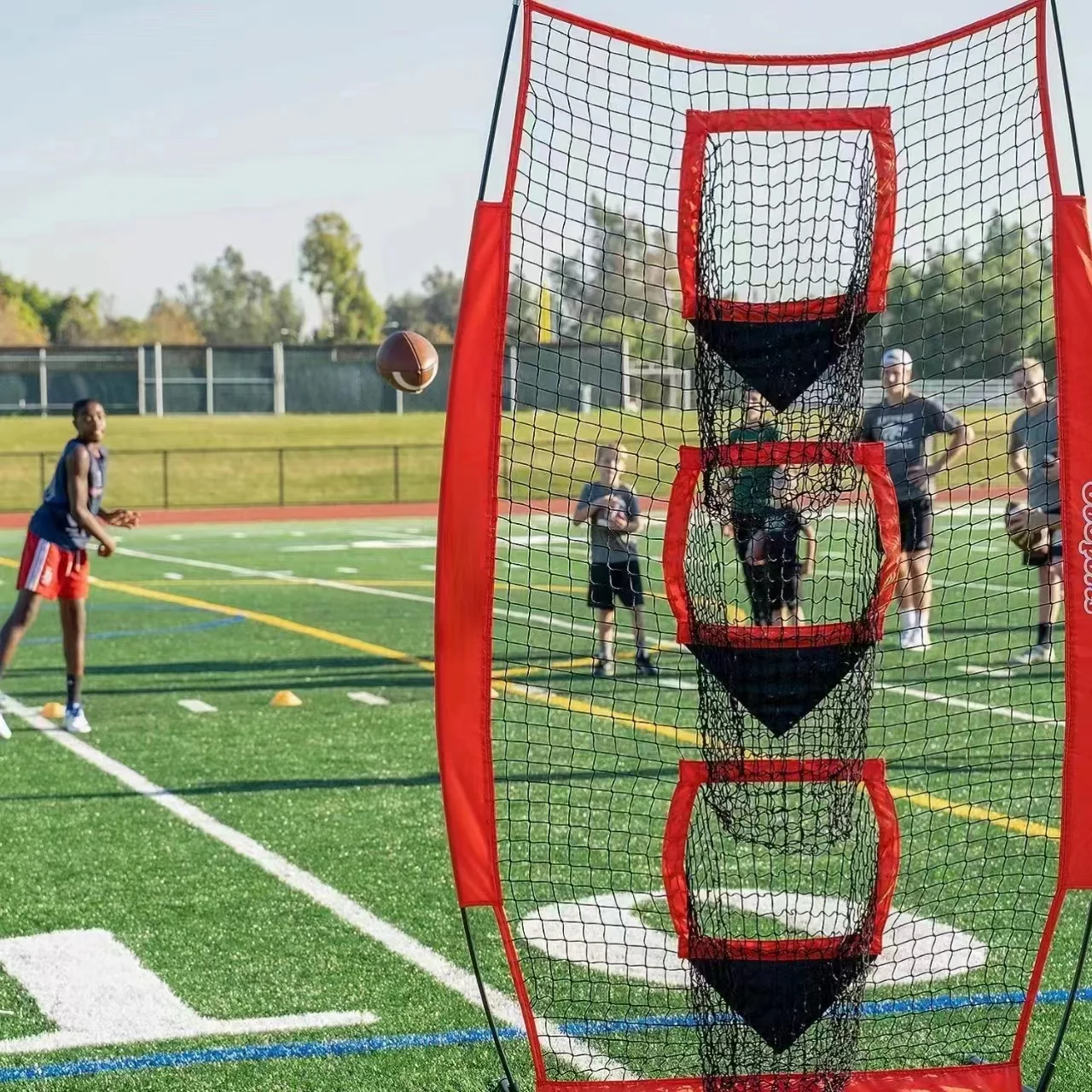 Hot Sale 7 X 7 Feet Portable Rugby Training Net Goal With Shooting Targets Pockets Improve Throwing Accuracy