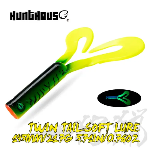 Hunthouse Twin Tail Trailer Soft Fishing Lure Silicone Spinning 145/175mm 21.7/36.7g PVC For Pike Barsch Zander Fish Accessories