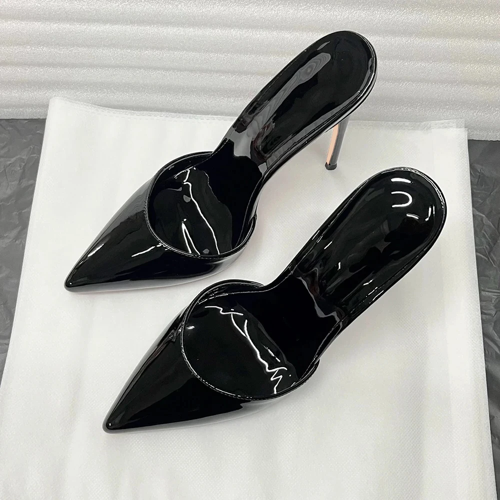

Sexy Mule Shoes 12cm High Heel Slippers Summer Pointed Toe Slides Stiletto Pumps Women Party Dress Shoes Casual Sandals LX078