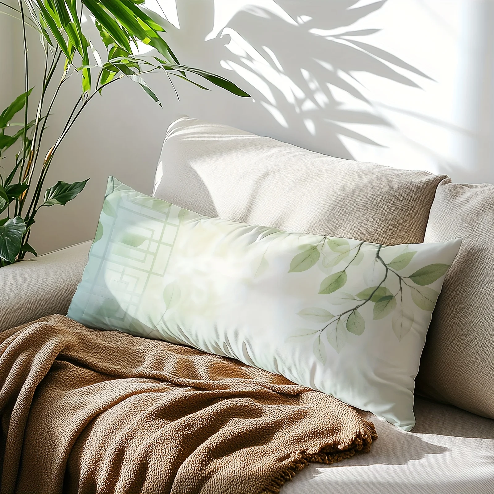 Luxury Retro Striped Body Pillow Case - King/Queen Size Bedspread & Sofa Cover, Soft Polyester-like Fabric with Hidden Zipper, B - view 2