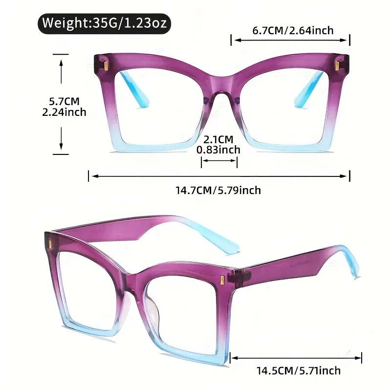 Elegant Full Rim Square Reading Glasses for Women, PC Frame, Clear Les, Magnification  1.0 to  4.0, Fashion Reading Glasses image 3