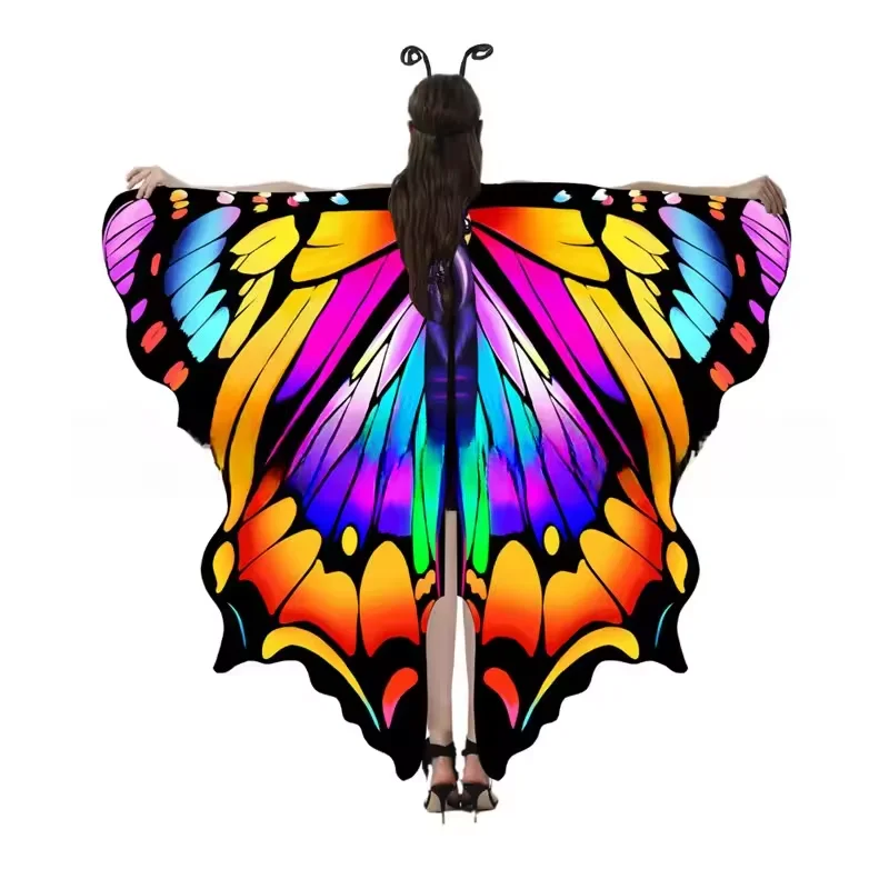

Butterfly Wings Shawl Costume Colorful Halloween Christmas Fairy Butterfly Cape Nymph Pixie Party Accessory Soft Fabric Adult