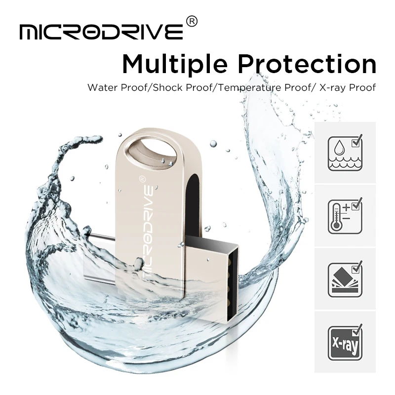 نوع C محرك فلاش USB 2 في 1 USB عصا 128 جيجابايت محرك القلم 64 جيجابايت 32 جيجابايت 16 جيجابايت قرص ذاكرة بندريف مقاوم للماء