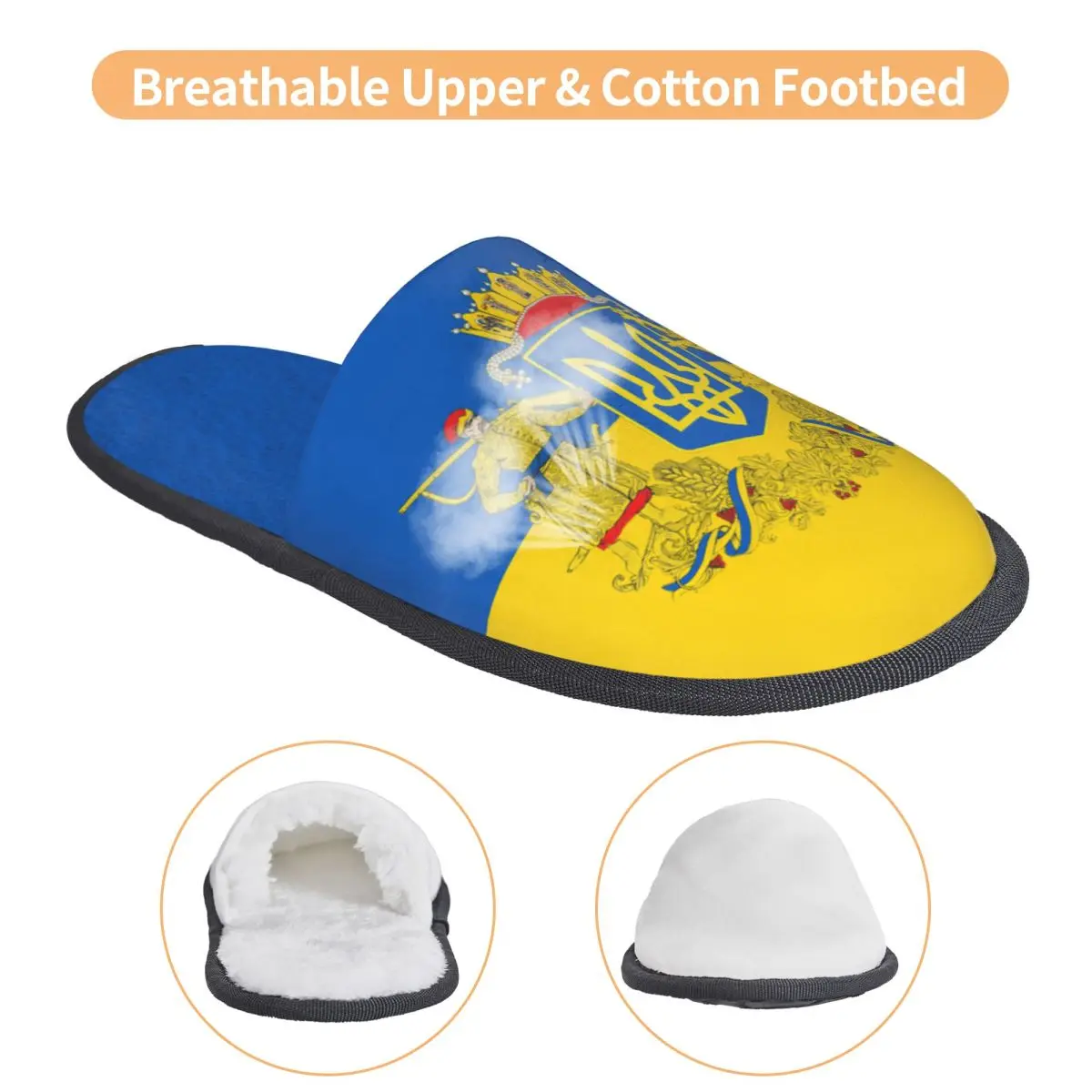 Custom Flag Of Ukraine Comfy Scuff With Memory Foam Slippers Women Bedroom House Shoes