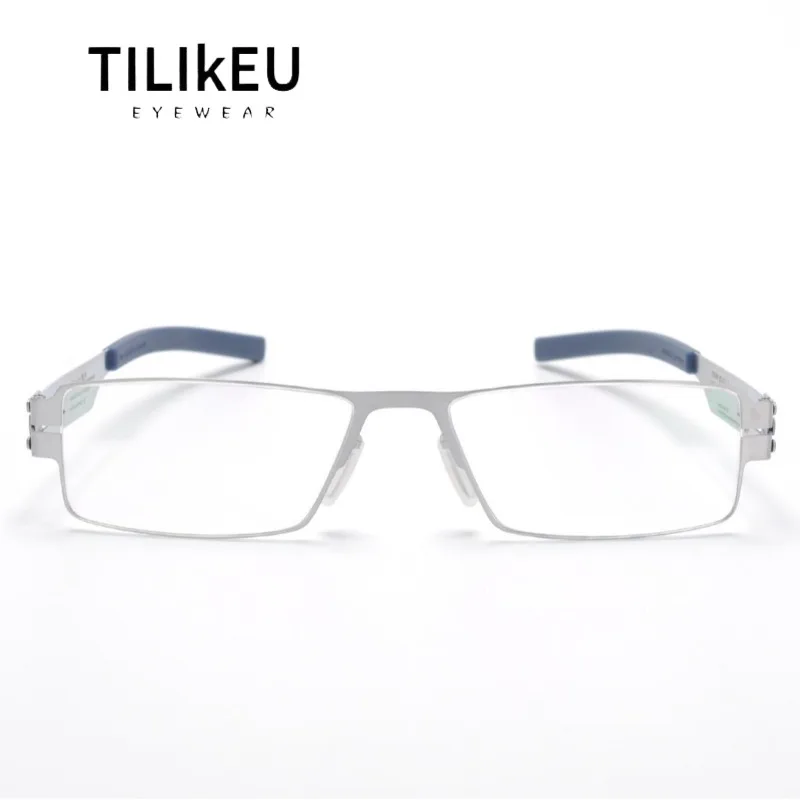 

German Designer Ultra-Thin Metal Screwless Eyewear Eyeglasses Men's Small Face Optical Frames Square Anti-Radiation Lens Glasses