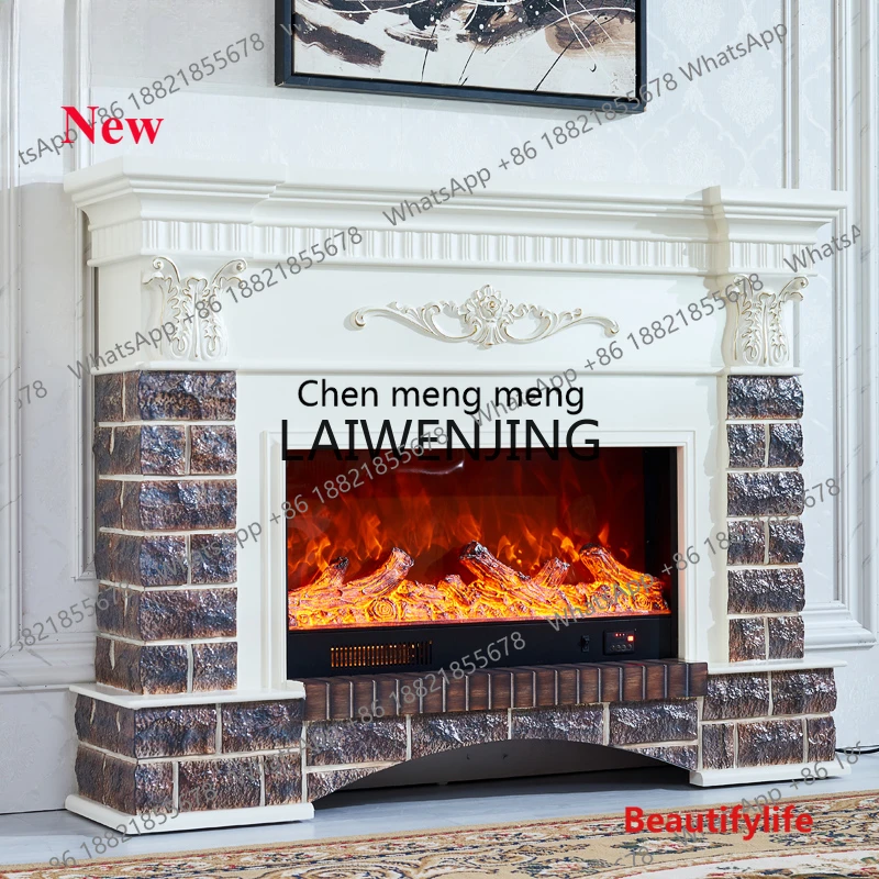 A55 European American solid wood mantel decorative heating pastoral fireplace cabinet imitation brick