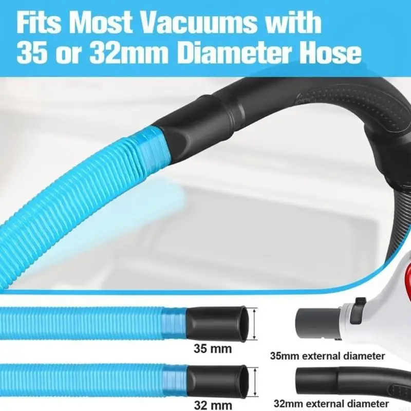 Flexible Dryer Duct Cleaning Hose, Flat Nozzle Vacuum Attachment with 32 mm and 35 mm Adapters for Routine Interior Cleaning and