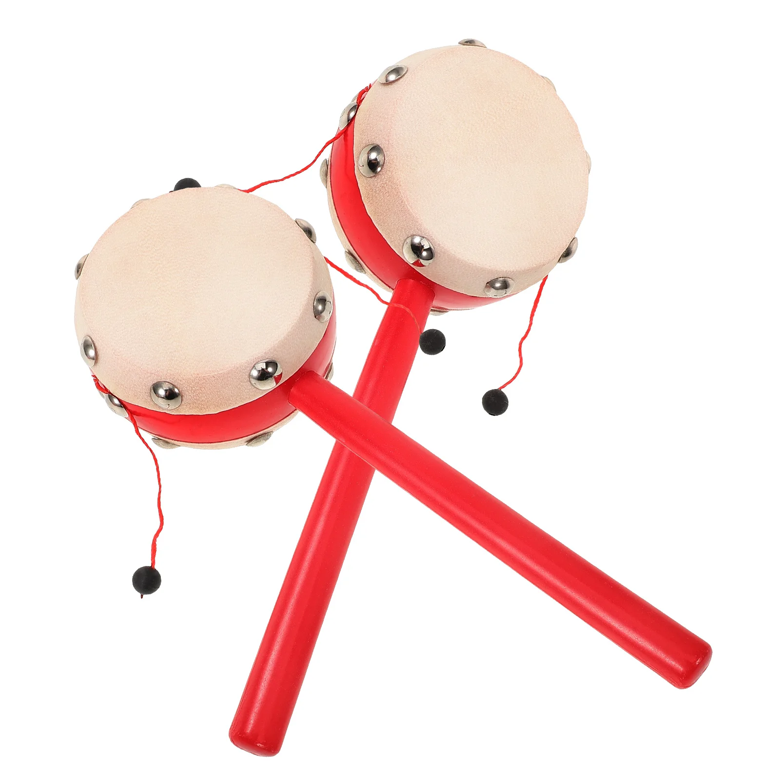 Juguetes de tambor sonajero para bebé, instrumento Musical tradicional de madera de doble cara, regalos, estimulación, escucha, mano y ojo, 2 uds.