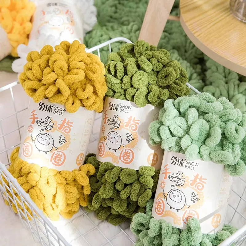 100g/Roll Finger Loop Yarn Soft Solid Color 8 Meters Puffy Thick Hand Woven Blanket Crochet Knitted Chunky Yarn