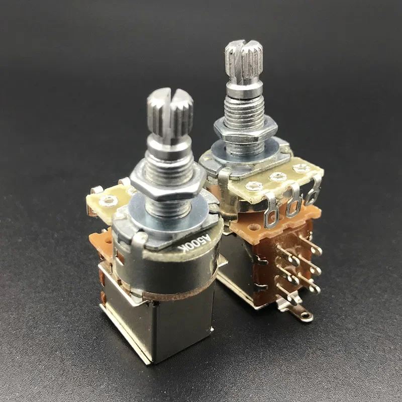 

12Pcs Guitar Push Pull Pots Potentiometers Switch 250K 500K Long Split Shaft 18mm for Electric Guitarra Bass Parts