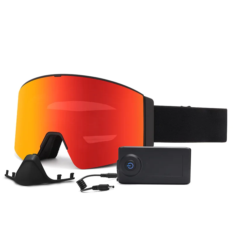 Ski glasses, electric heating, magnetic double-layer anti-fog goggles, nose protection, outdoor skiing men's and women's