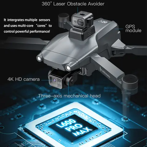 Drönare L600 PRO MAX 4K Professionell 5G GPS HD 3-axlig Gimbal Fotografering Borstlös Hopfällbar Quadcopter RC Avstånd 3KM Drönare Leksaker 10 best sales drönare 3 km - №2