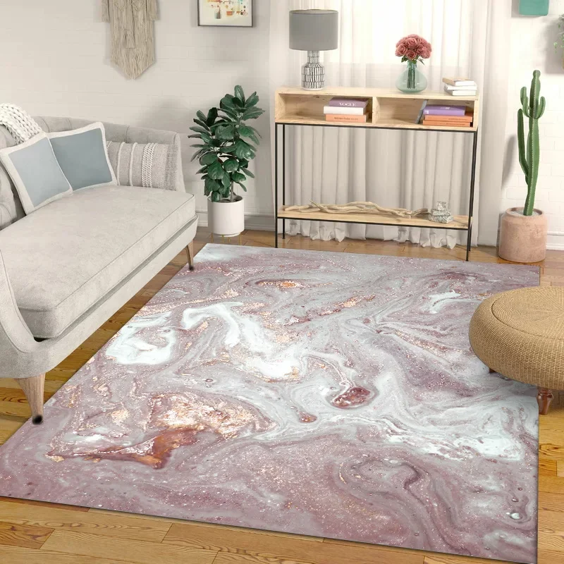 

Fashion Modern Nordic Abstract Beautiful Pink White Gilt Kitchen Living Room Bedroom Bedside Carpet Floor Mats Custom