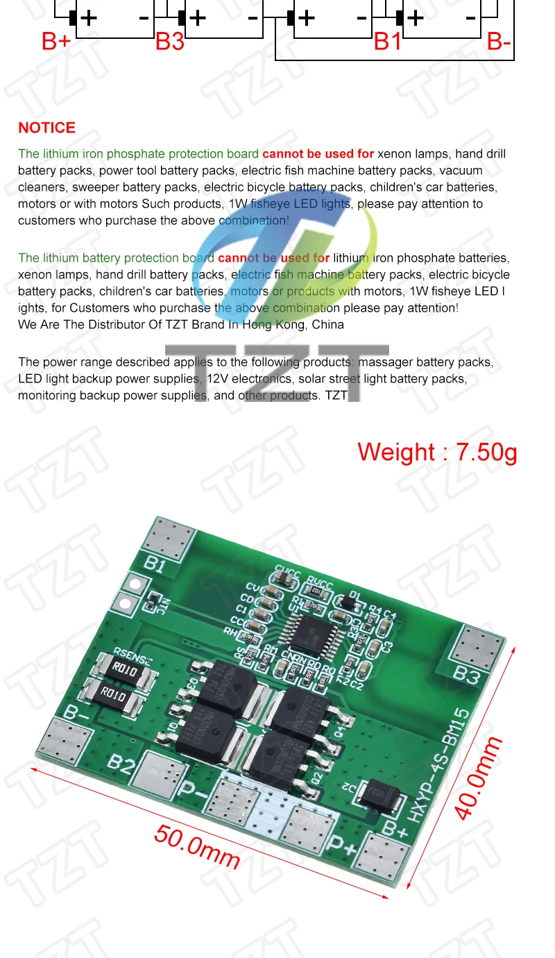 4S 12,8V 14,4V 16,8V Lifepo4 Li-Ion Lipo Lithium-Batterie-Schutzplatine 18650 BMS 14A Begrenzung 20A PCB 4-Zellen-Pack PCM 3,2V 3,7V – Detail 3