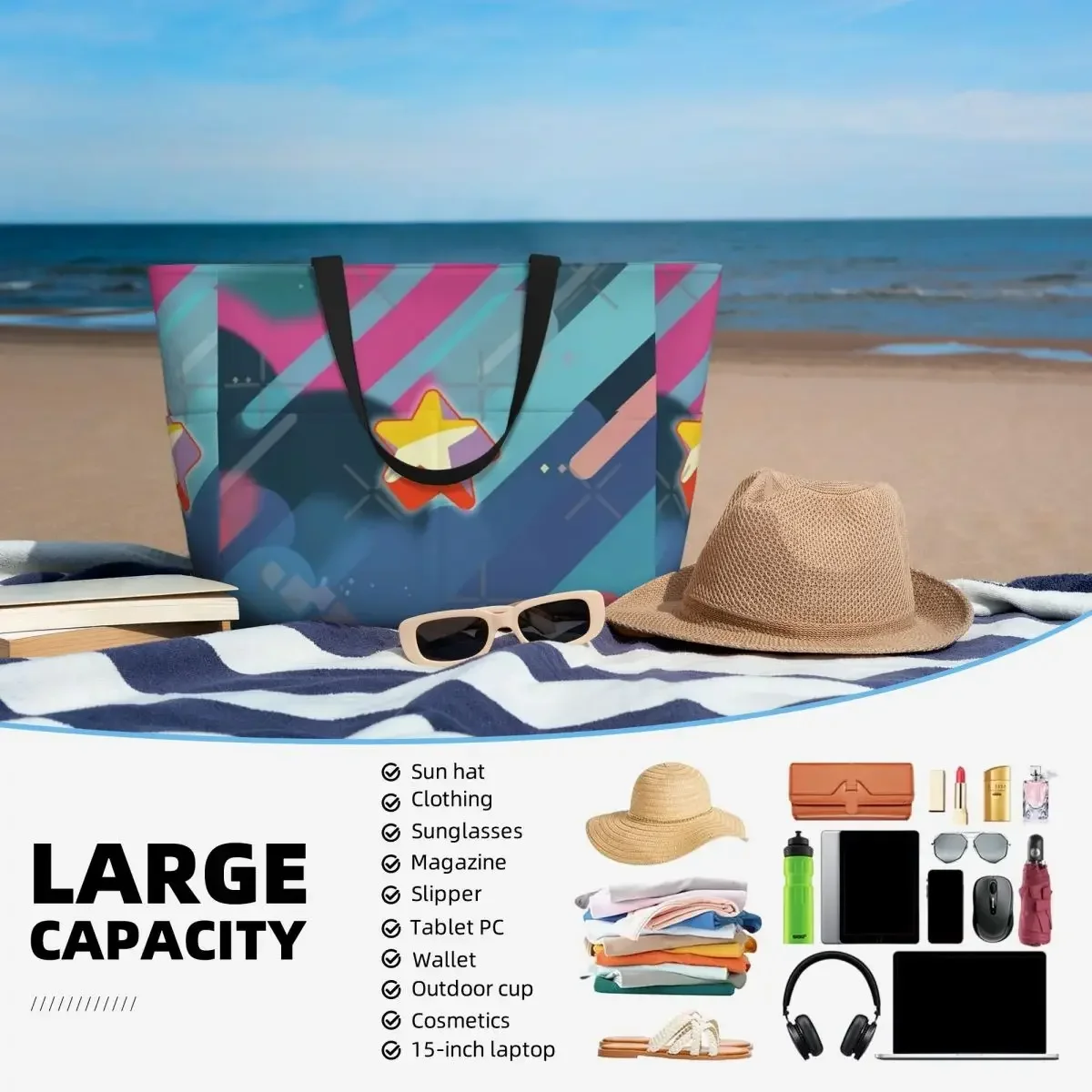 حقيبة سفر على الشاطئ من ستيفن يونيفرس، حقيبة حمل شعبية ذات سعة كبيرة، هدية عيد ميلاد، نمط متعدد الأنماط