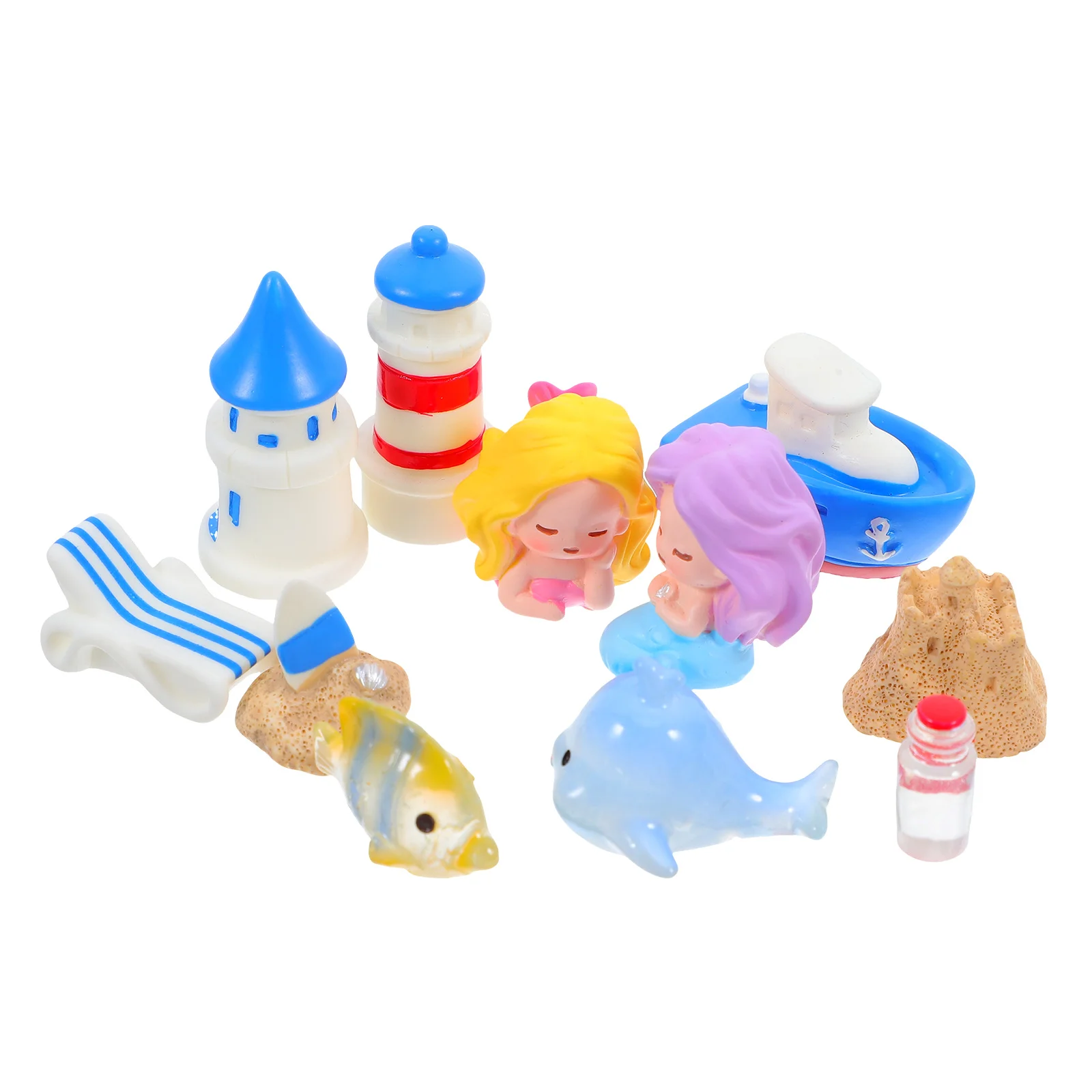 

11pcs Mini Ocean Resin Animals Tiny Sea Figurines Dollhouse Beach Statues Fairy Garden Decor Cake Topper Ocean Diorama Supplies