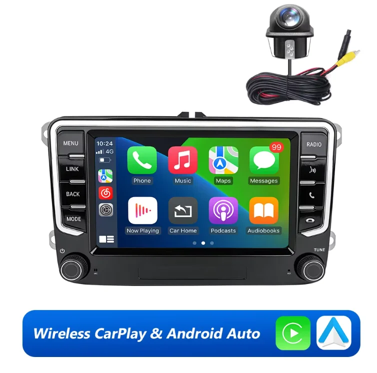 7 inch touchscreen autoradio draadloze CarPlay Android Auto voor VW Passat Golf Jetta Polo Seat Skoda GPS BT Multimedia