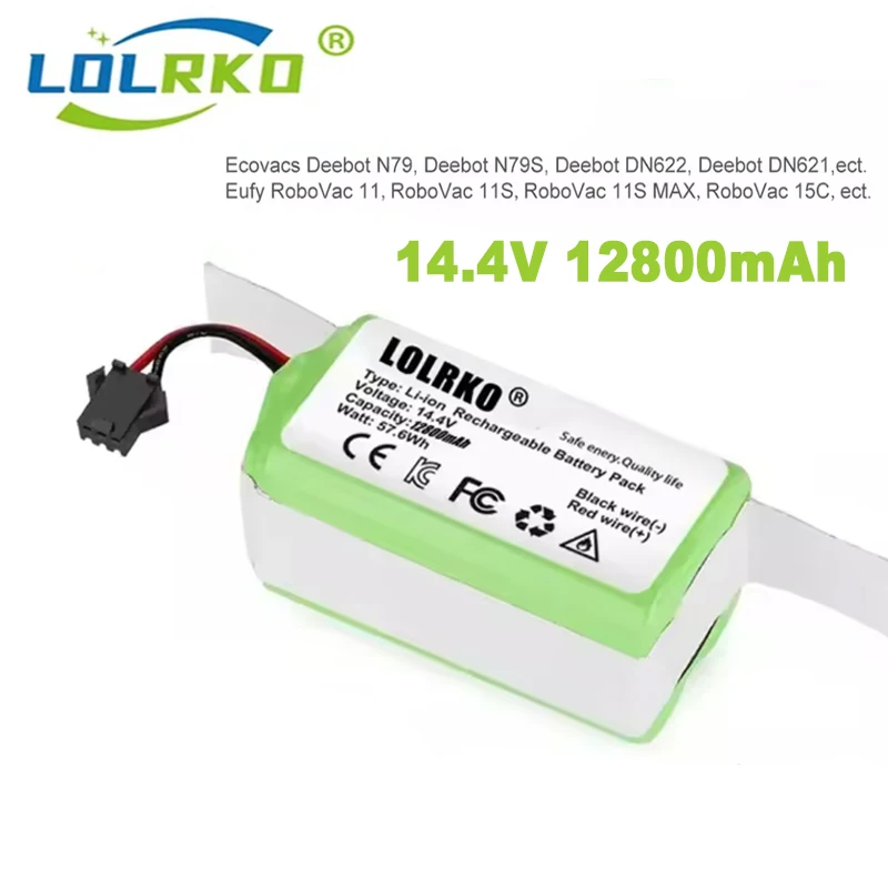 14.4V 12800mAh Li-ion Battery for for Conga 990 1090 Tesvor X500 Ecovacs Deebot N79 N79S DN622 Eufy RoboVac 11 11S RoboVac 30