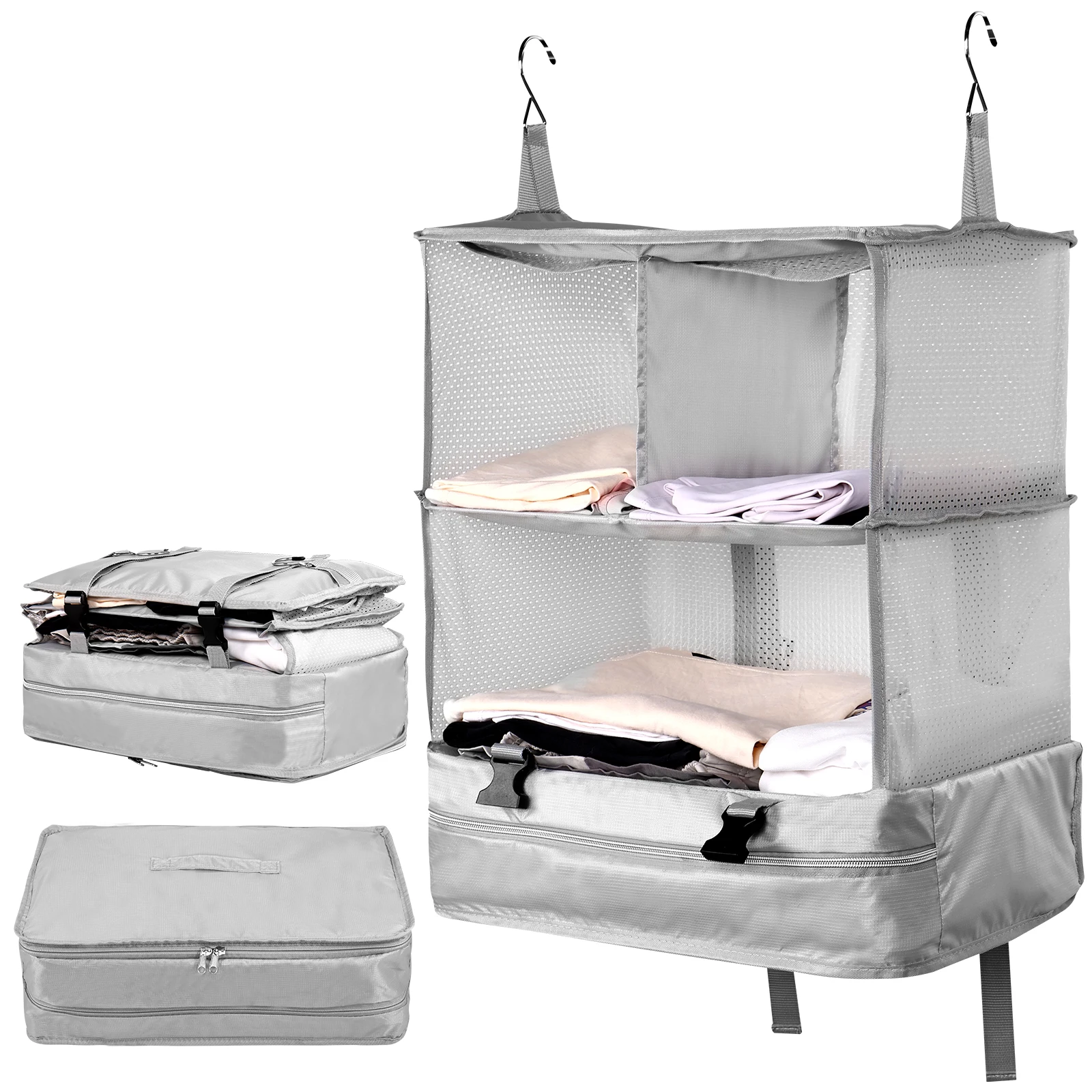 Portable Hanging Travel Shelves Large Capacity Hanging Packing Luggage Organizer Foldable Hanging Travel Organizers Bag