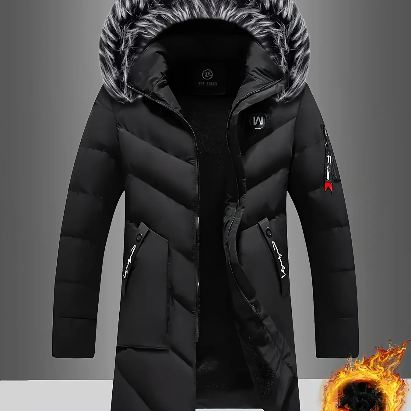 

Мужская зимняя куртка Мужская длинная зимняя теплая стеганая куртка с капюшоном Парка на флисовой подкладке Уличное ветрозащитное пальто Одежда больших размеров 6XL