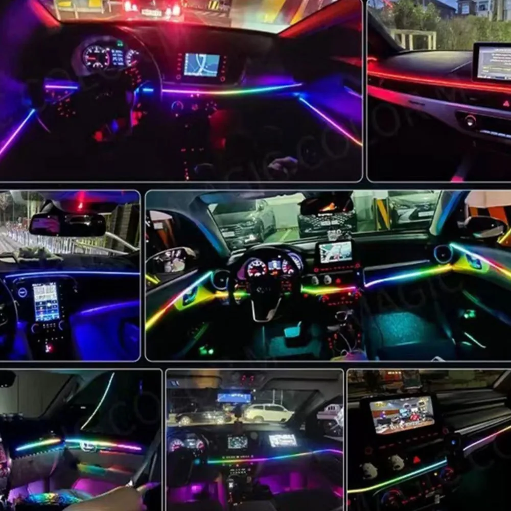 Car Interior Atmosphere Lights 9(6) in 1 RGB Hidden Acrylic Strip Symphony Atmosphere Lamps with APP Control DC12V/USB 5V. - view 4