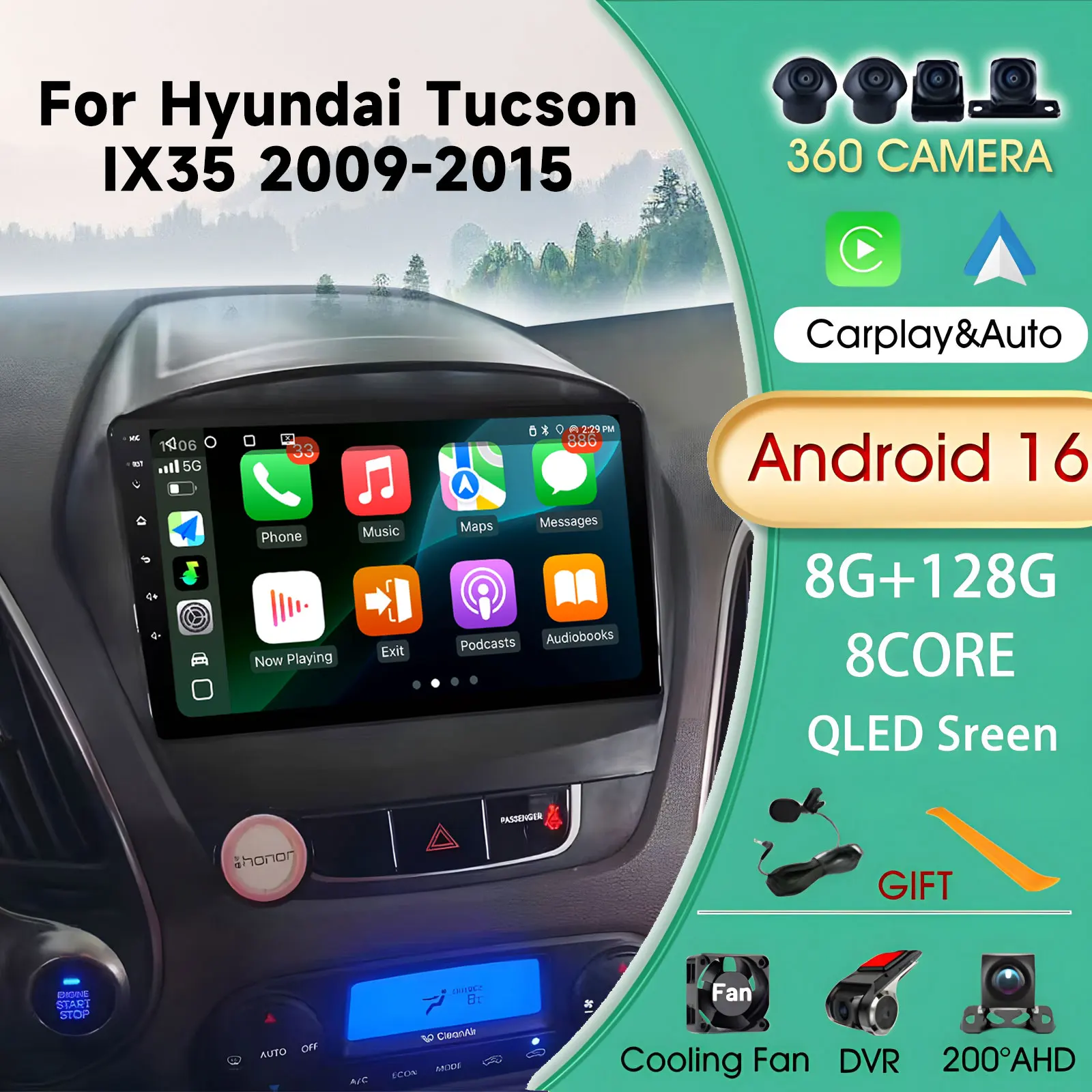 

2Din Android Carplay Android Auto Wireless For Hyundai IX35 2010-2015 Multimedia Player Automotivbe Car Radio Video Stereo 4G