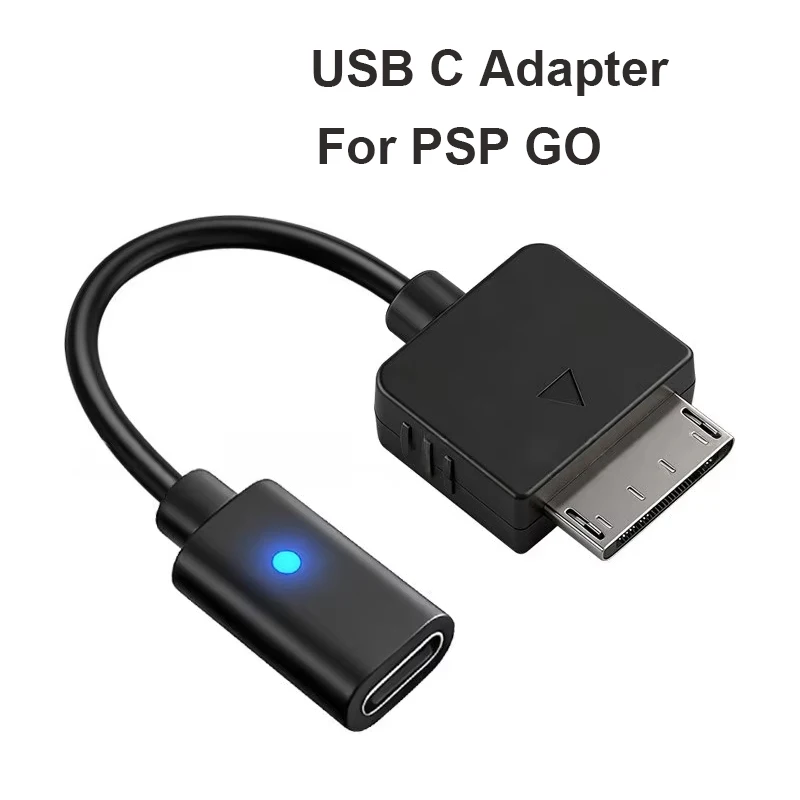 10CM Black USB-C Charging Adapter with LED Indicator Light (Non-PD) for PSP GO Console