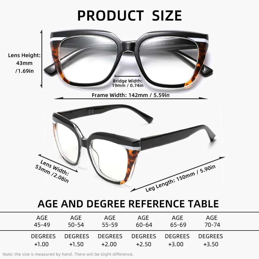 KINGSEVEN Trendy Lesebrille Quadratischen Rahmen Frauen Männer Hyperopie Optische Linsen + 1,0 ~ + 3,5 Cat Eye Damen Rezept brillen