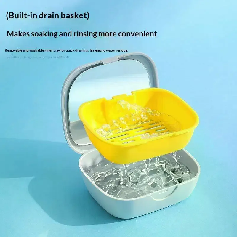 /JCS/Multifunctional Retainer Case – Drainage System With Storage Soak & Wash Features Closure For Organizer Box