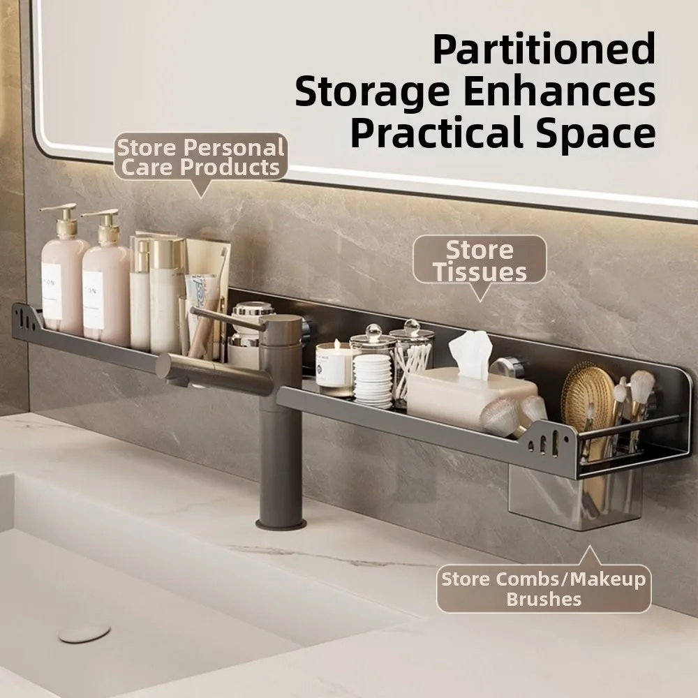 

Suction Cup Bathroom Shelves No-Drill Wall Mounted Wall Display Shelf Large Capacity Rustproof Kitchen Floating Shelf Organizer