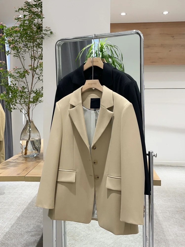 Nok Xiaola authentique printemps 2025 marque costume Vintage Ele trajet Sle Long Sve fermeture à bouton unique