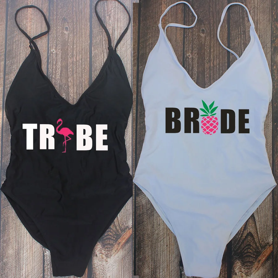 BRIDE Tibe One Piece Swimsuit Padded Pineapple Swimwear Women Sexy Flamingo Bodysuit  2023 new Bridal Beachwear femme monokini