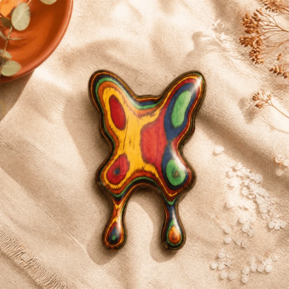Solid Wood Gua Sha Tool Hand Polished Natural Sandalwood Butterfly Gua Sha Manual Acupoint Stimulation Face Massager